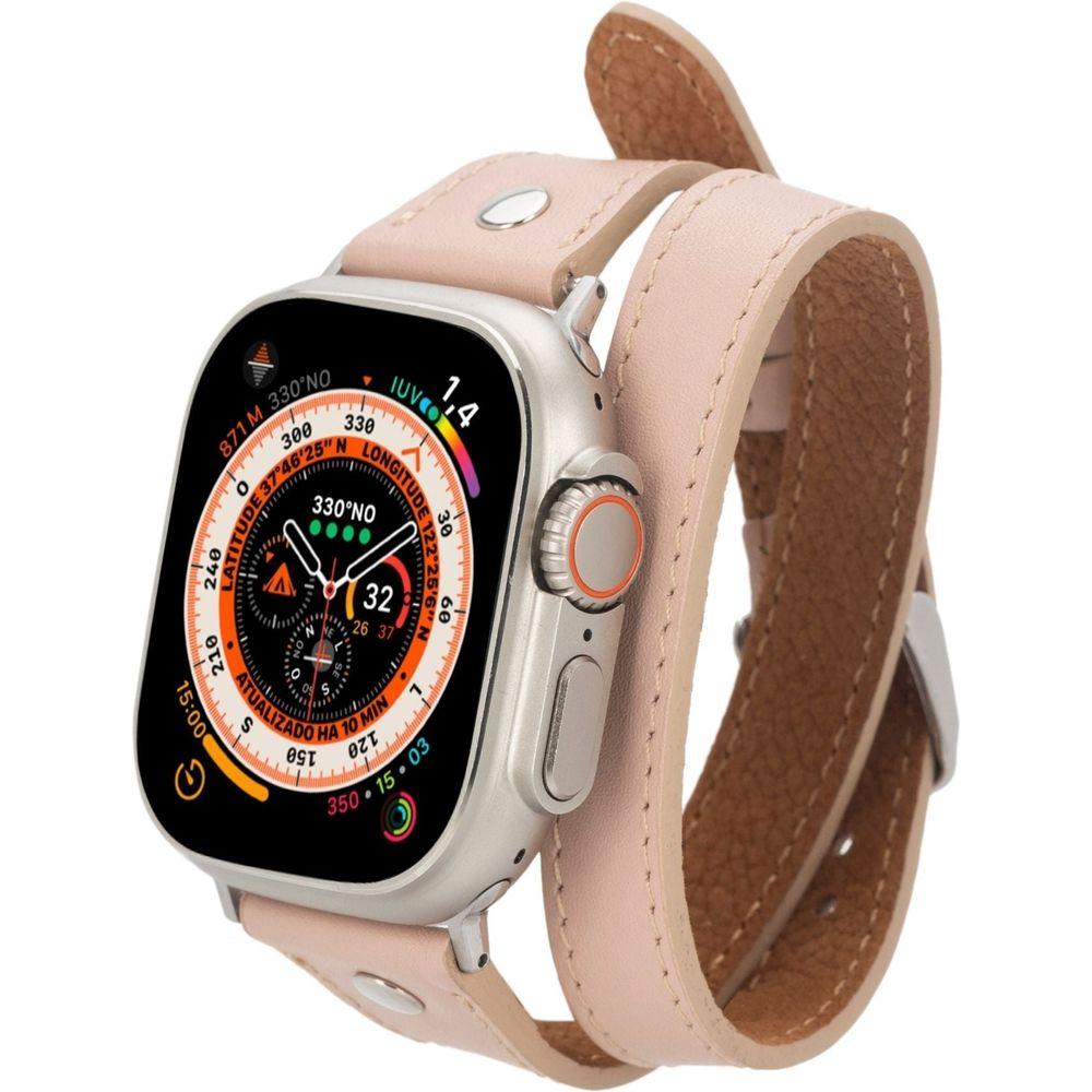 Basin Double Tour Leather Bands for Apple Watch 9, Ultra 2 and SE-4