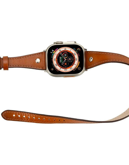 Basin Double Tour Leather Bands for Apple Watch 9, Ultra 2 and SE-2