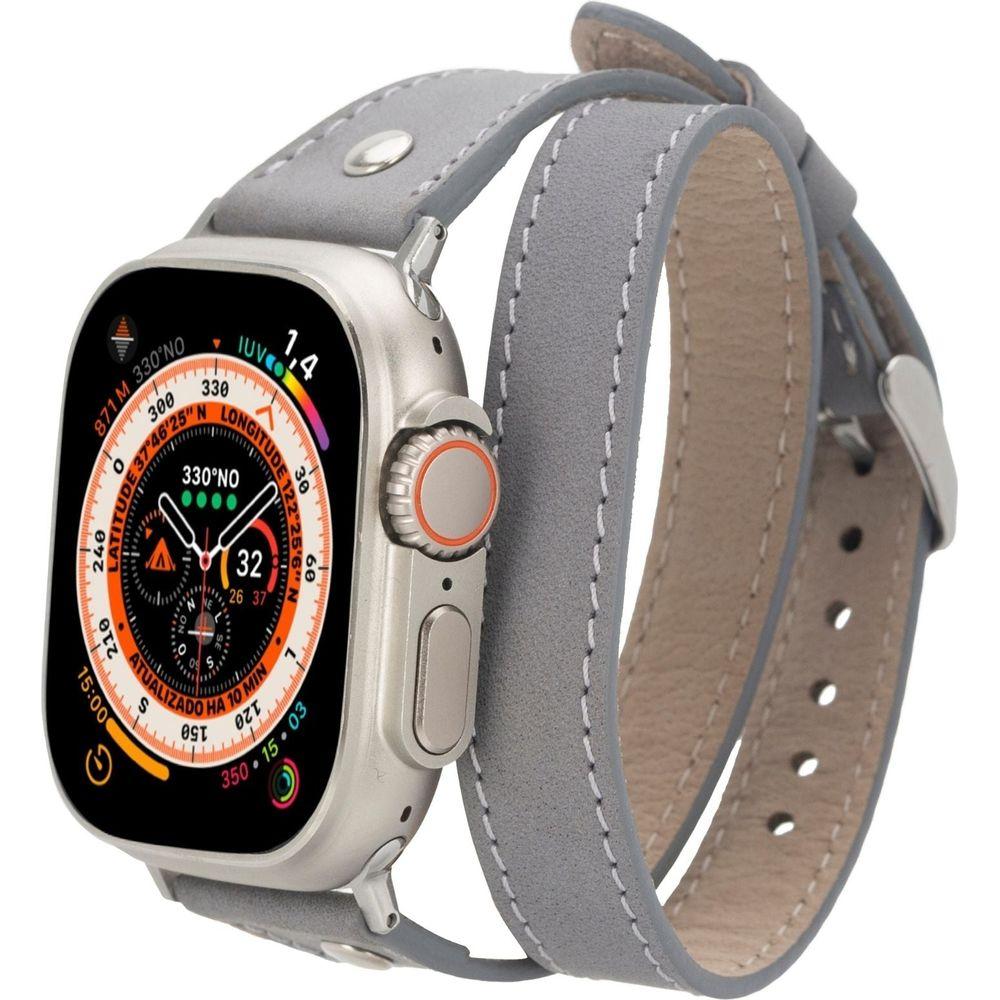 Basin Double Tour Leather Bands for Apple Watch 9, Ultra 2 and SE-8