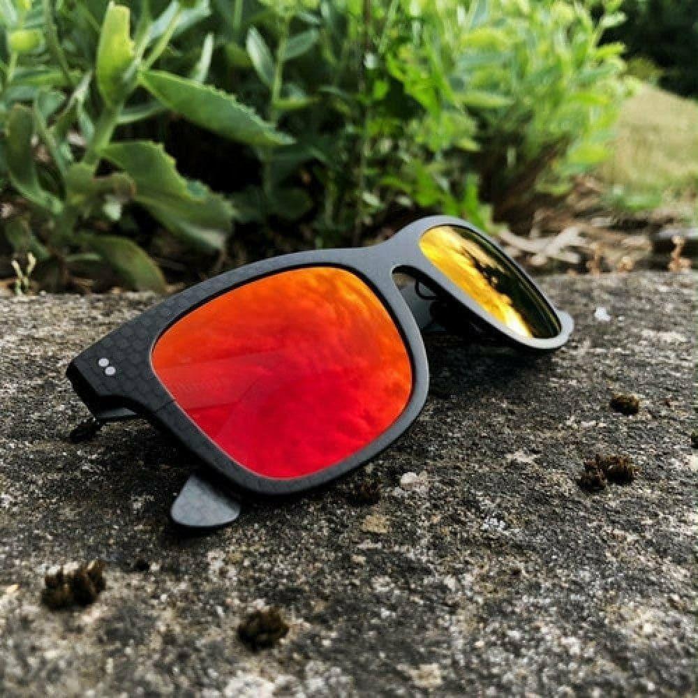 Carbon Fiber Shades - Fibrous V4 Designer Sunglasses - Red -