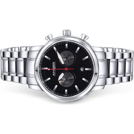 Amber Time Men's Quartz Chronograph Watch Stainless Steel Band 50m ATL160810-01BK-1