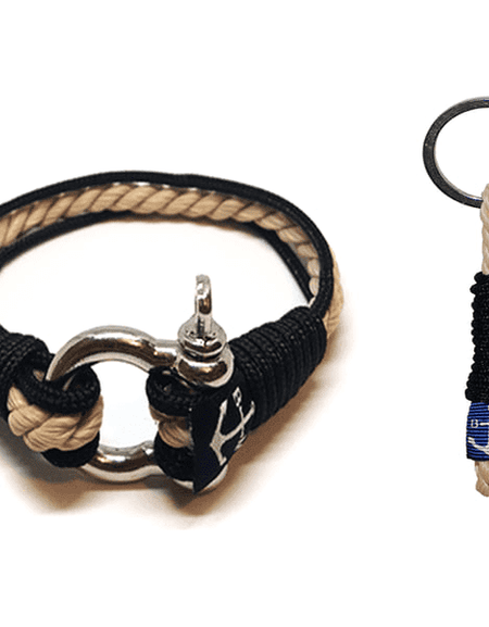 Classic-Black Nautical Bracelet & Keychain-0