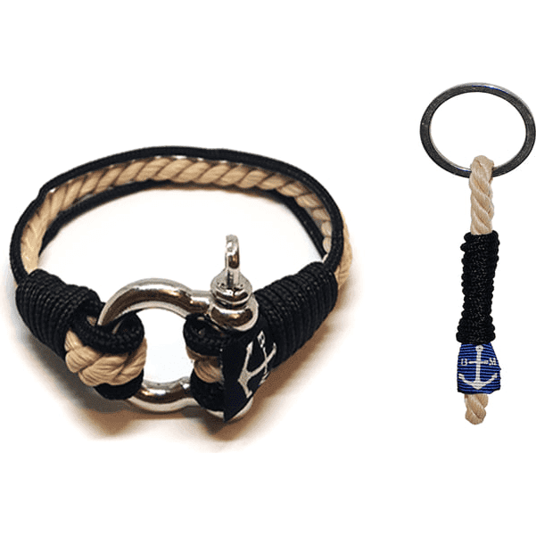 Classic-Black Nautical Bracelet & Keychain-0