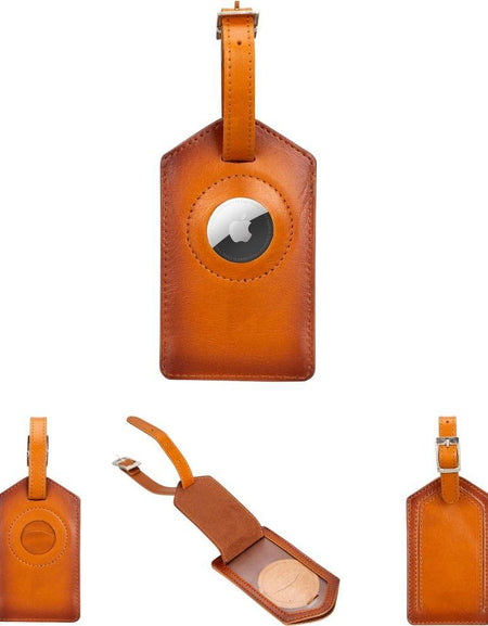 Estes Genuine Leather Luggage Tag with AirTag Slot-0