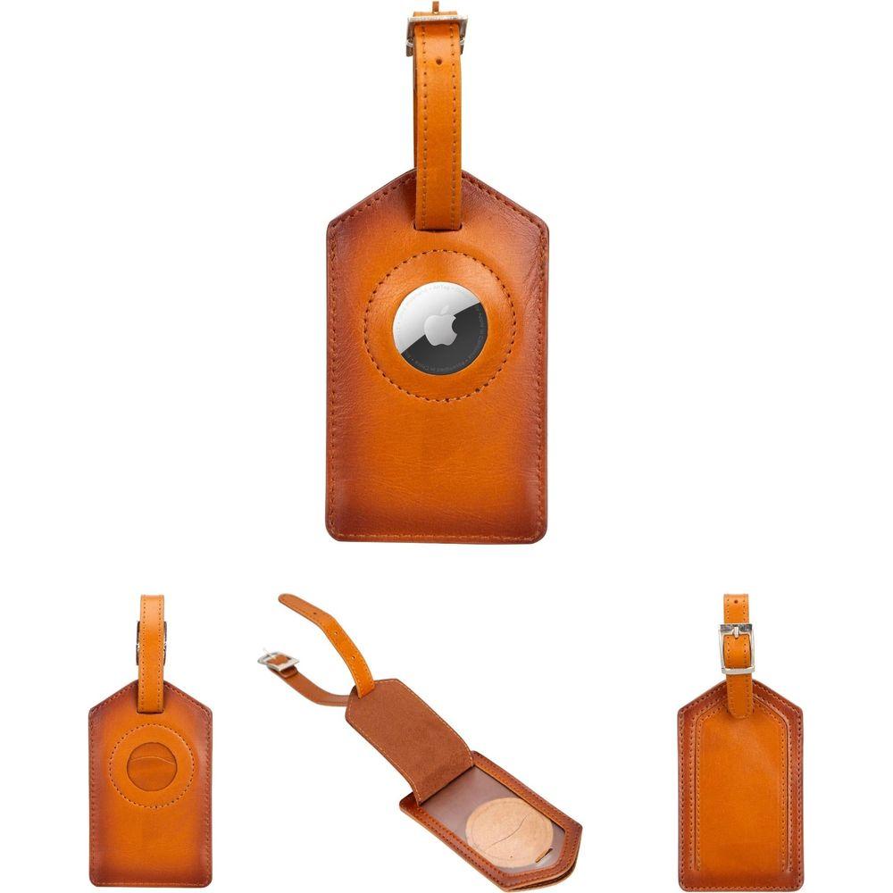 Estes Genuine Leather Luggage Tag with AirTag Slot-0