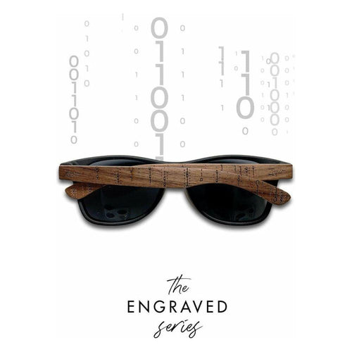 Load image into Gallery viewer, Eyewood | Engraved wooden sunglasses - Binary - Black - 

