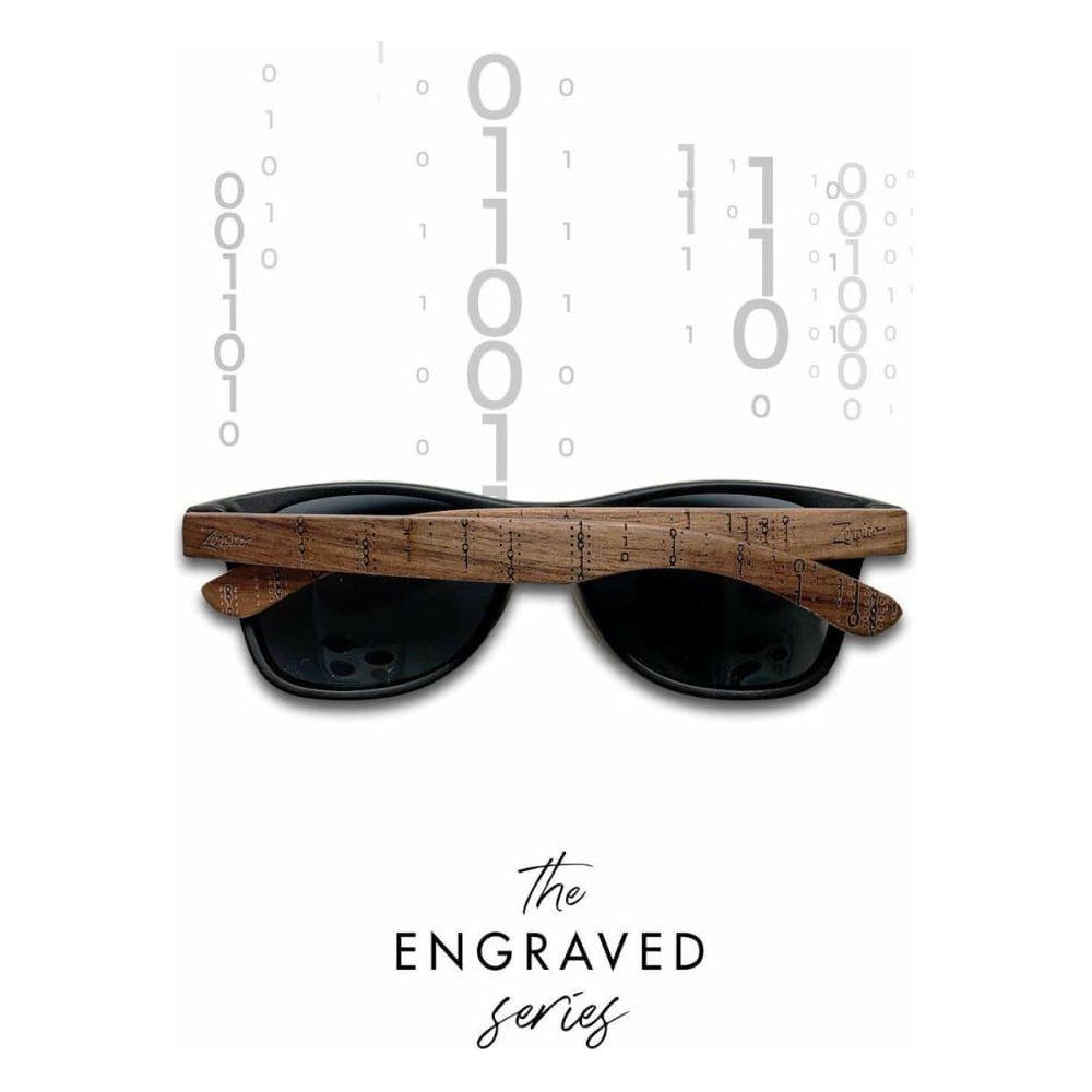 Eyewood | Engraved wooden sunglasses - Binary - Black - 