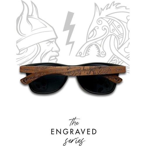 Load image into Gallery viewer, Eyewood | Engraved wooden sunglasses - Vikings - Black - 
