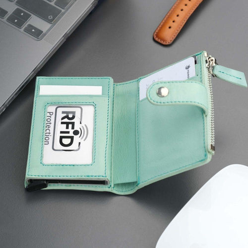 Load image into Gallery viewer, Glenrock Green Leather Pop-up Cardholder Wallet-5
