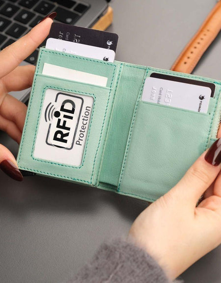 Glenrock Green Leather Pop-up Cardholder Wallet-1