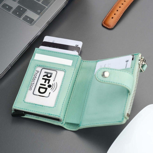 Load image into Gallery viewer, Glenrock Green Leather Pop-up Cardholder Wallet-4
