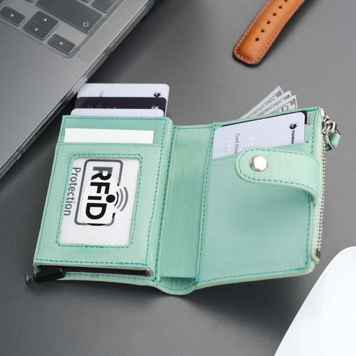 Load image into Gallery viewer, Glenrock Green Leather Pop-up Cardholder Wallet-10
