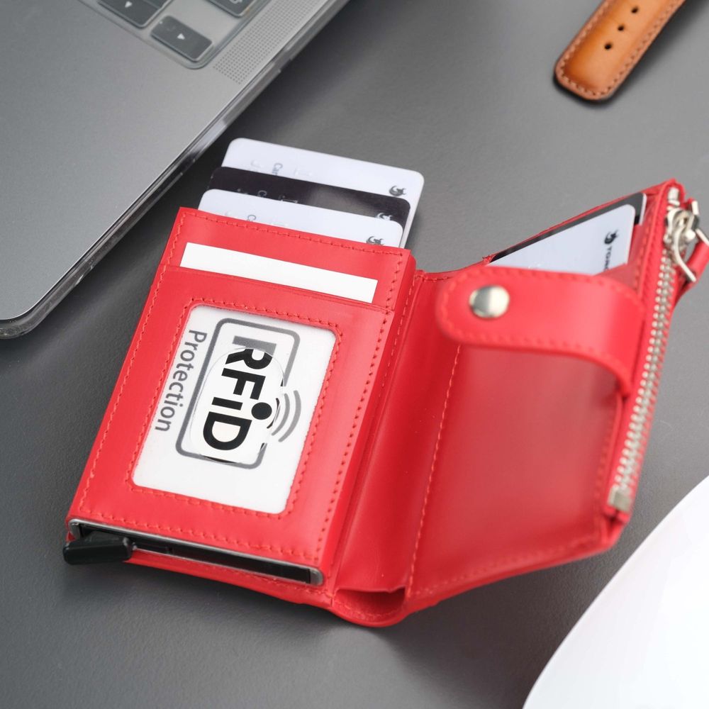 Glenrock Red Leather Pop-up Cardholder Wallet-4