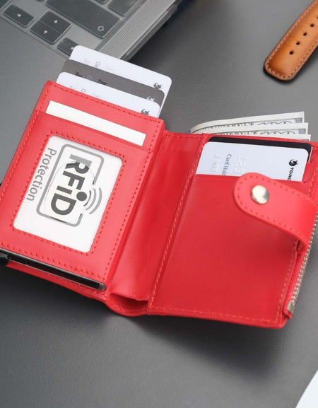 Glenrock Red Leather Pop-up Cardholder Wallet-1