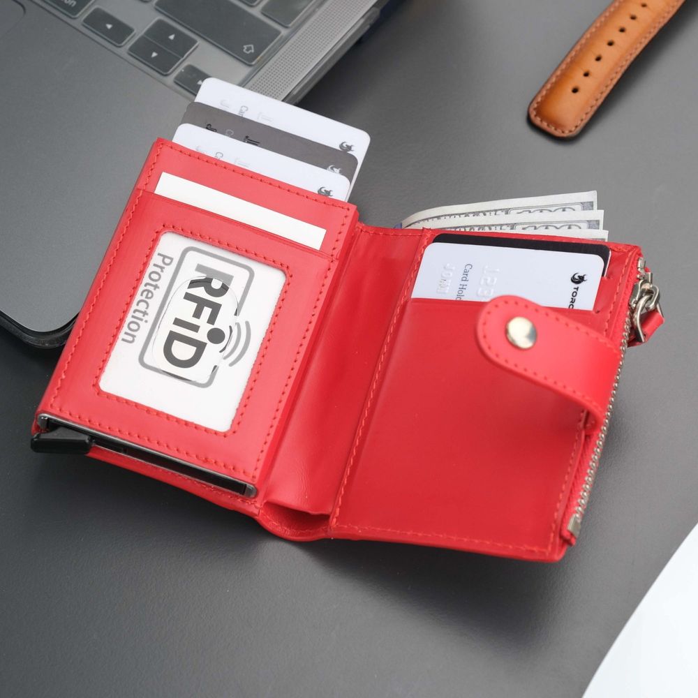 Glenrock Red Leather Pop-up Cardholder Wallet-1