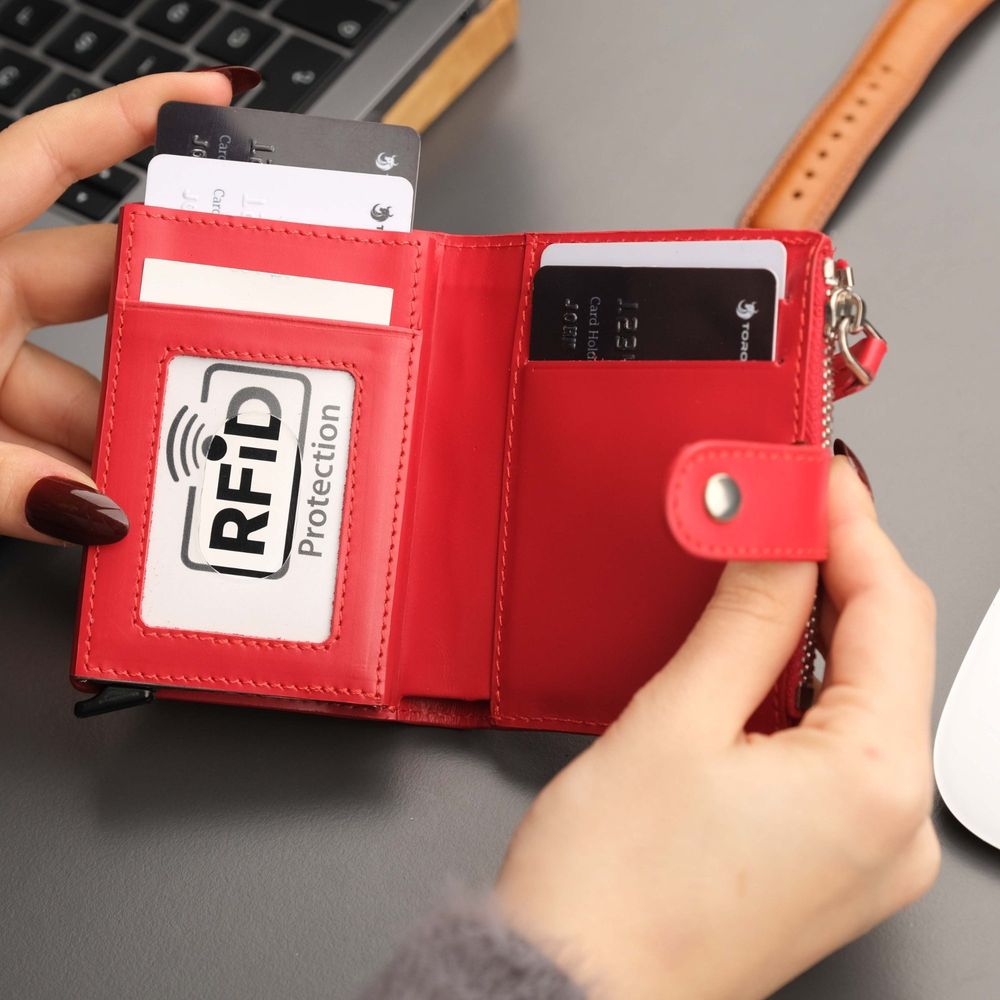 Glenrock Red Leather Pop-up Cardholder Wallet-11