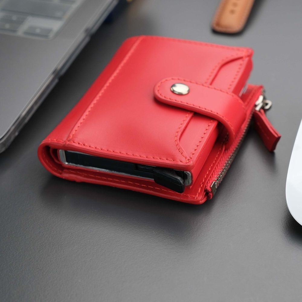 Glenrock Red Leather Pop-up Cardholder Wallet-6