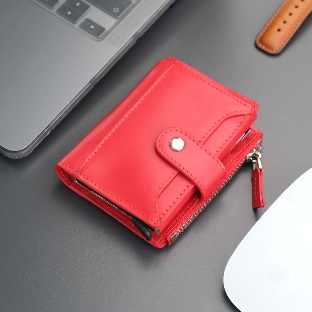 Glenrock Red Leather Pop-up Cardholder Wallet-3