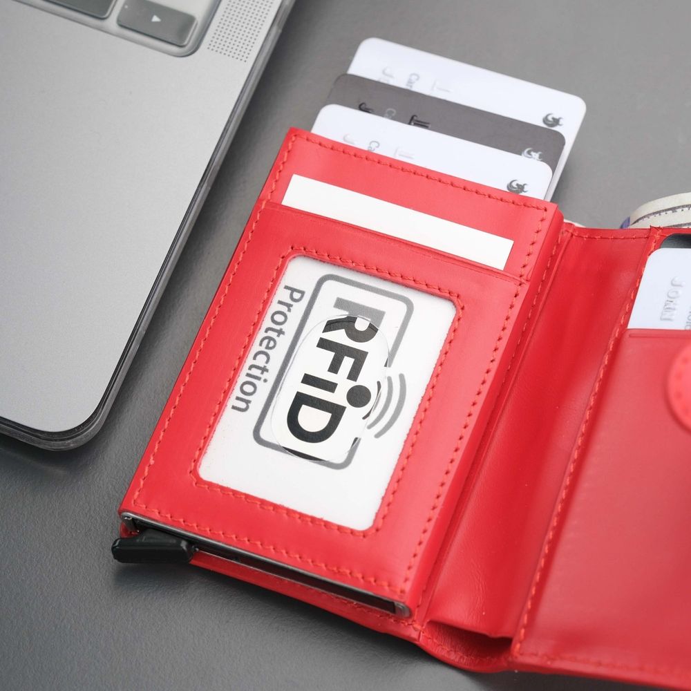 Glenrock Red Leather Pop-up Cardholder Wallet-8
