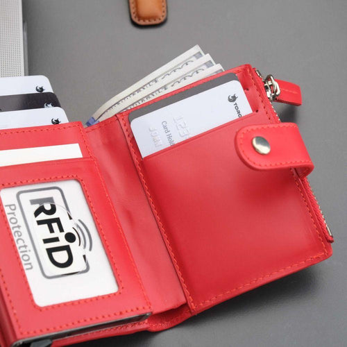 Load image into Gallery viewer, Glenrock Red Leather Pop-up Cardholder Wallet-9
