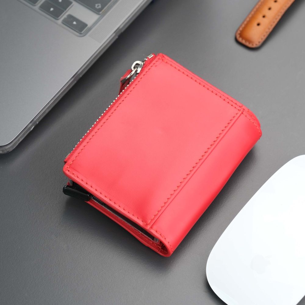 Glenrock Red Leather Pop-up Cardholder Wallet-5