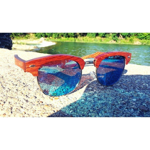 Load image into Gallery viewer, Ice Blue Polarized Sandalwood Sunglasses - Men’s Sunglasses
