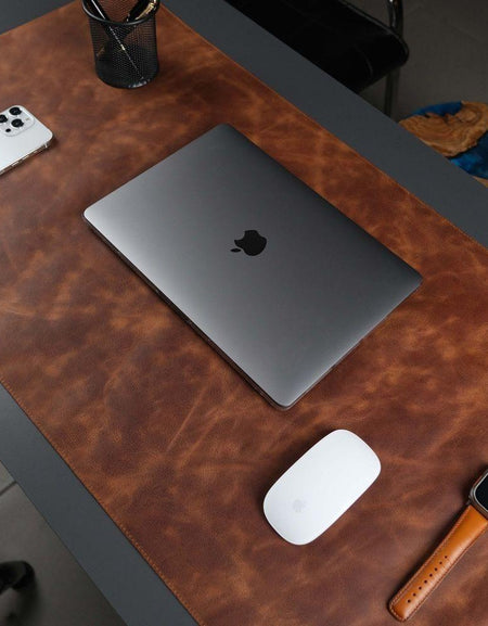 Jersey Antic Tan Leather Desk Pad for Office and Home-0