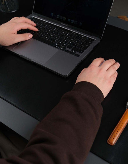 Jersey Black Leather Desk Pad for Office and Home-1