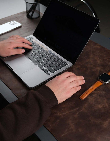Jersey Dark Brown Leather Desk Pad for Office and Home-1