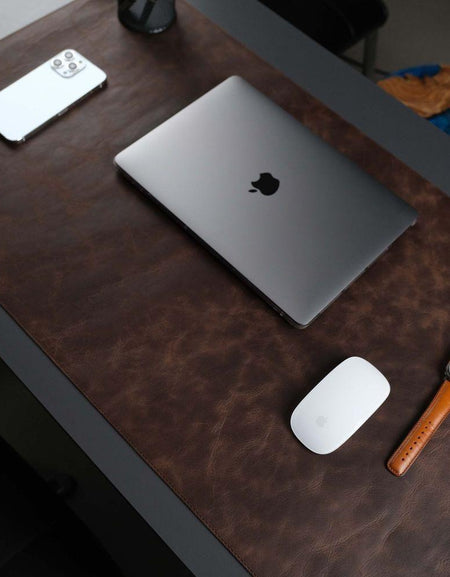 Jersey Dark Brown Leather Desk Pad for Office and Home-0