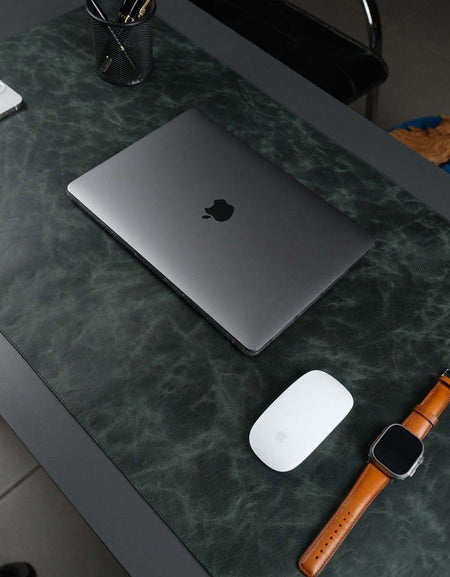 Jersey Dark Green Leather Desk Pad for Office and Home-0