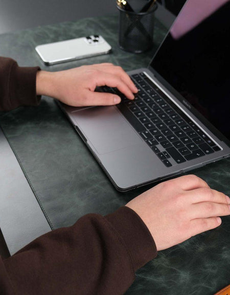 Jersey Dark Green Leather Desk Pad for Office and Home-1