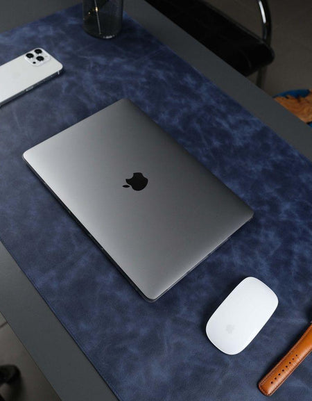 Jersey Navy Blue Leather Desk Pad for Office and Home-0