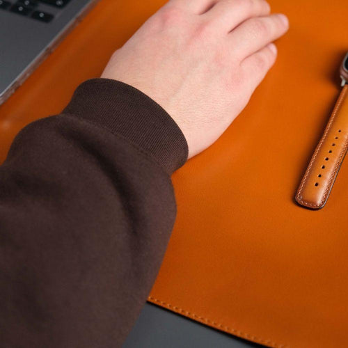 Load image into Gallery viewer, Jersey Tan Leather Desk Pad for Office and Home-6
