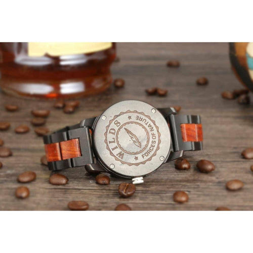 Load image into Gallery viewer, Men’s Handcrafted Engraving Ebony &amp; Rose Wood Watch - Best 
