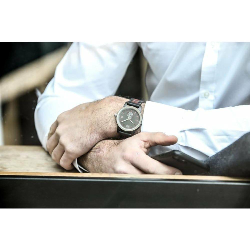 Men’s Handcrafted Engraving Ebony & Rose Wood Watch - Best 