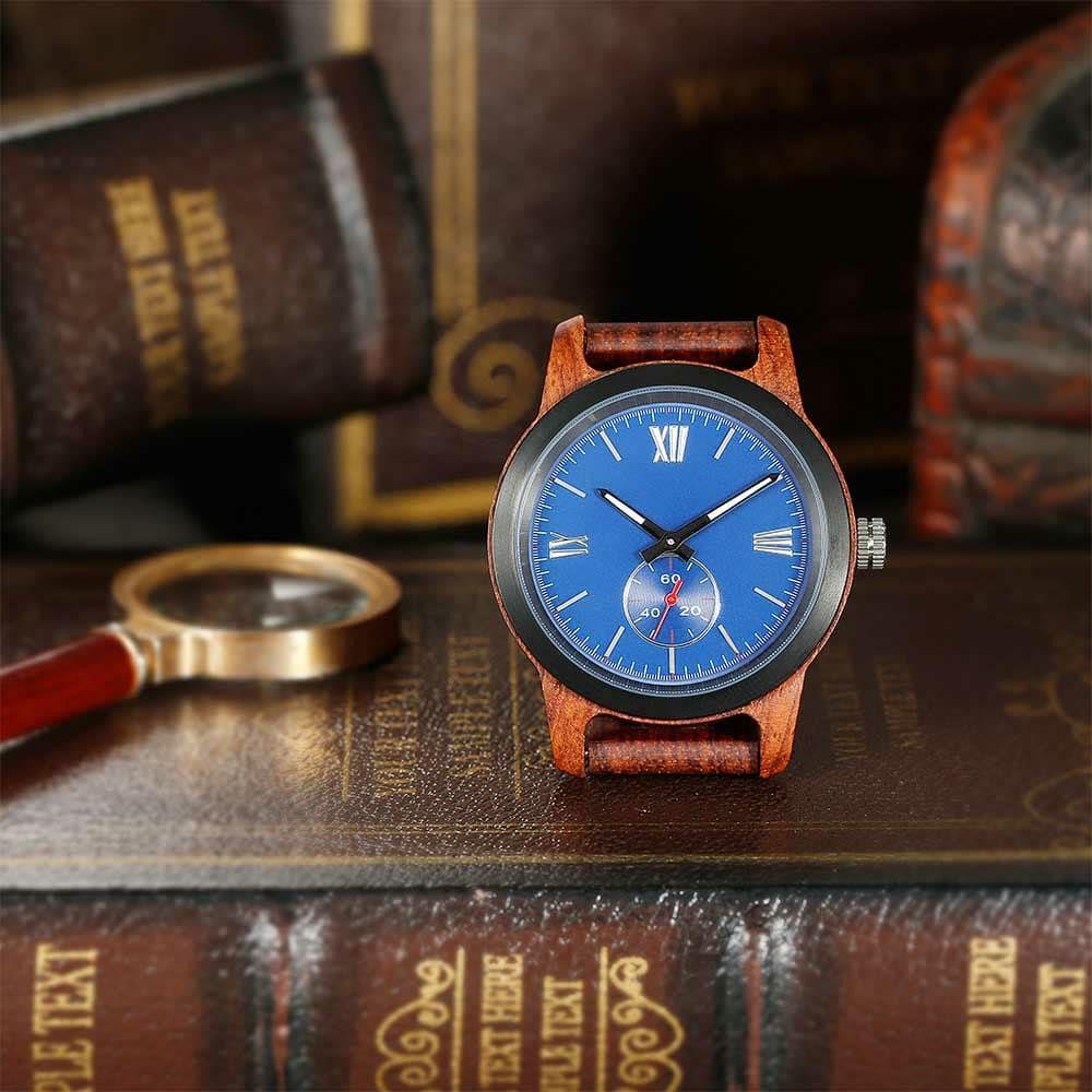 Men’s Handcrafted Engraving Kosso Wood Watch - Best Gift 