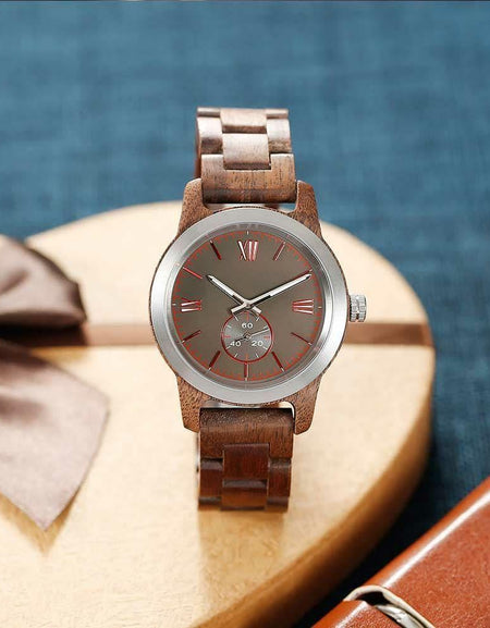 Men’s Handcrafted Engraving Walnut Wood Watch - Best Gift 
