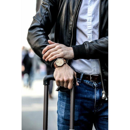 Load image into Gallery viewer, Men’s Handmade Zebra Wooden Timepiece Elegant and Classy 
