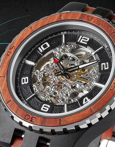 Men’s Premium Self-Winding Transparent Body Ebony Rosewood 