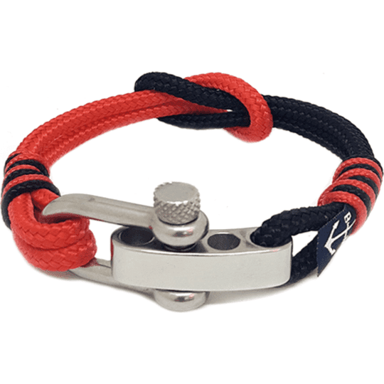 Adjustable Shackle Black and Red Bracelet-0