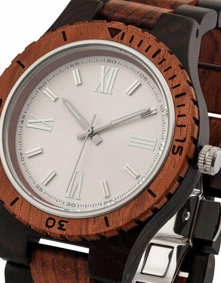 NEW! Men’s Handcrafted Engraving Ebony & Kosso Wood Watch - 