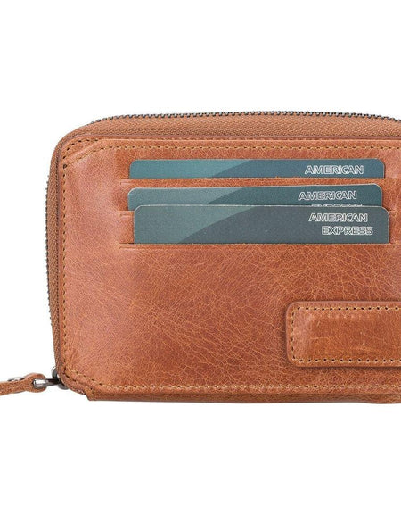 Powell Handmade Unisex Leather Wallet with Zippered Compartment-0