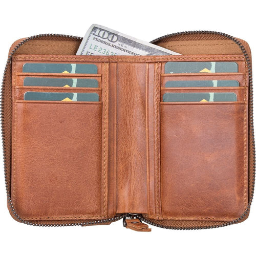 Load image into Gallery viewer, Powell Handmade Unisex Leather Wallet with Zippered Compartment-1

