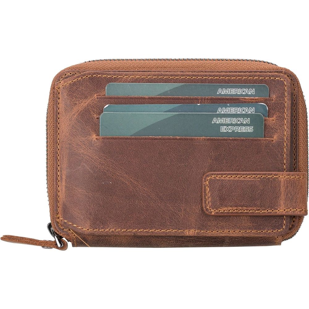 Powell Handmade Unisex Leather Wallet with Zippered Compartment-12