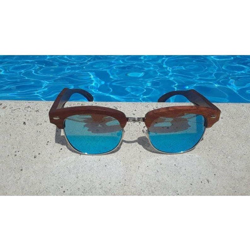 Load image into Gallery viewer, Real Sandalwood Sunglasses Ice Blue Timber Shades Polarized 
