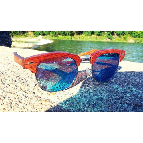 Load image into Gallery viewer, Real Sandalwood Sunglasses Ice Blue Timber Shades Polarized 
