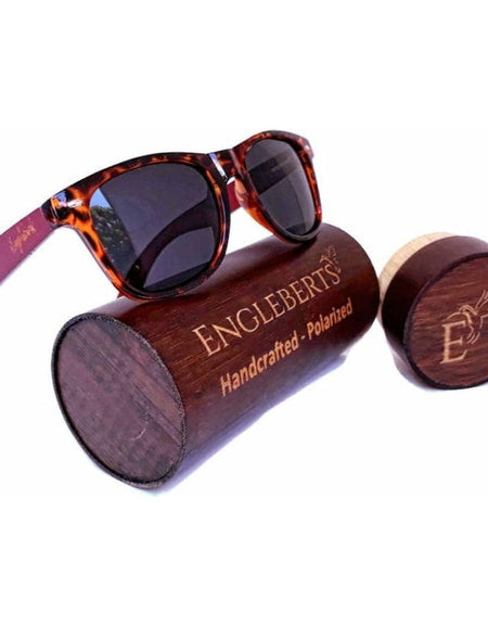 Red Bamboo Tortoise Framed Polarized Sunglasses With Wood 