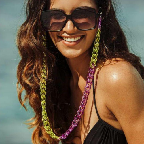 Load image into Gallery viewer, Yellow / Purple Women’s Sunglass Chain NDL1725 - Accessories
